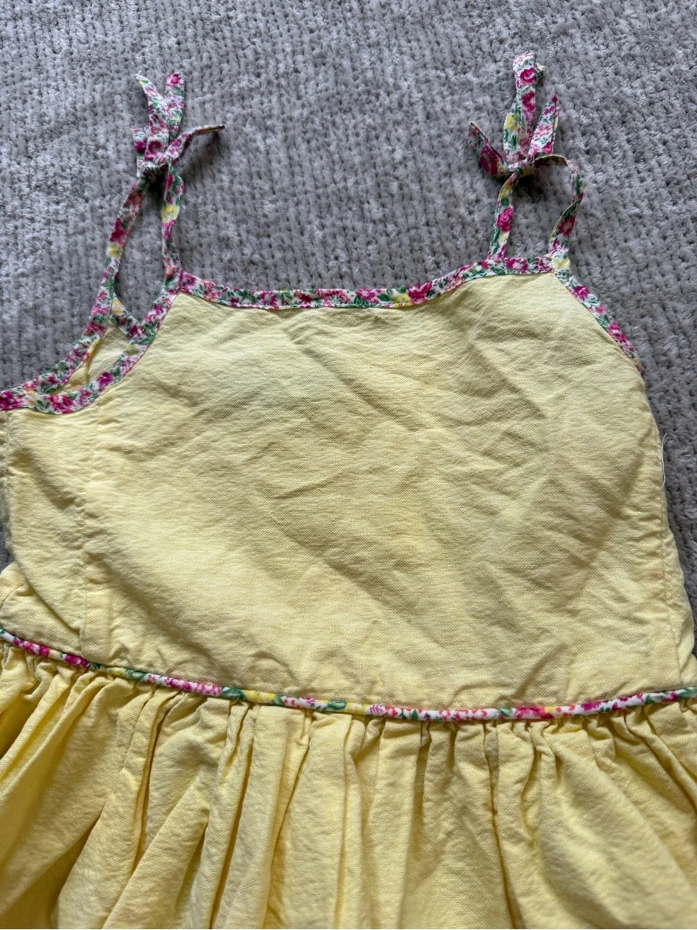 Ralph Lauren Girls Yellow Sundress Floral Tie Strap Dress Size 5 (estimated)